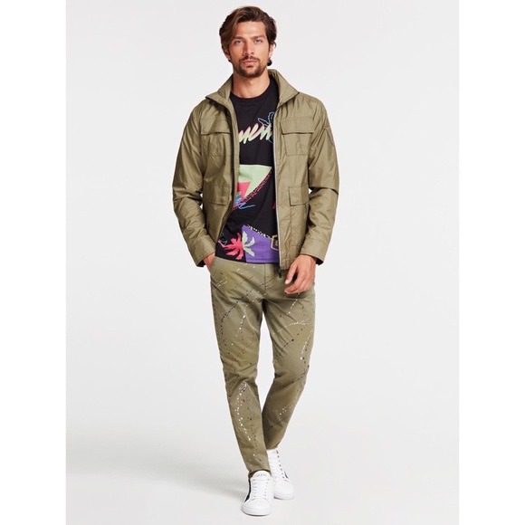 New GUESS Men's Printed Camo Jacket SZ L - Picture 6 of 7